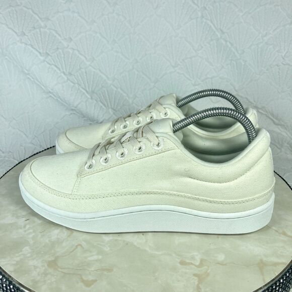 Allbirds Canvas Pacers Walking Sneakers 9 Cream Lace Up Low Top Casual Shoe NEW - Picture 6 of 14